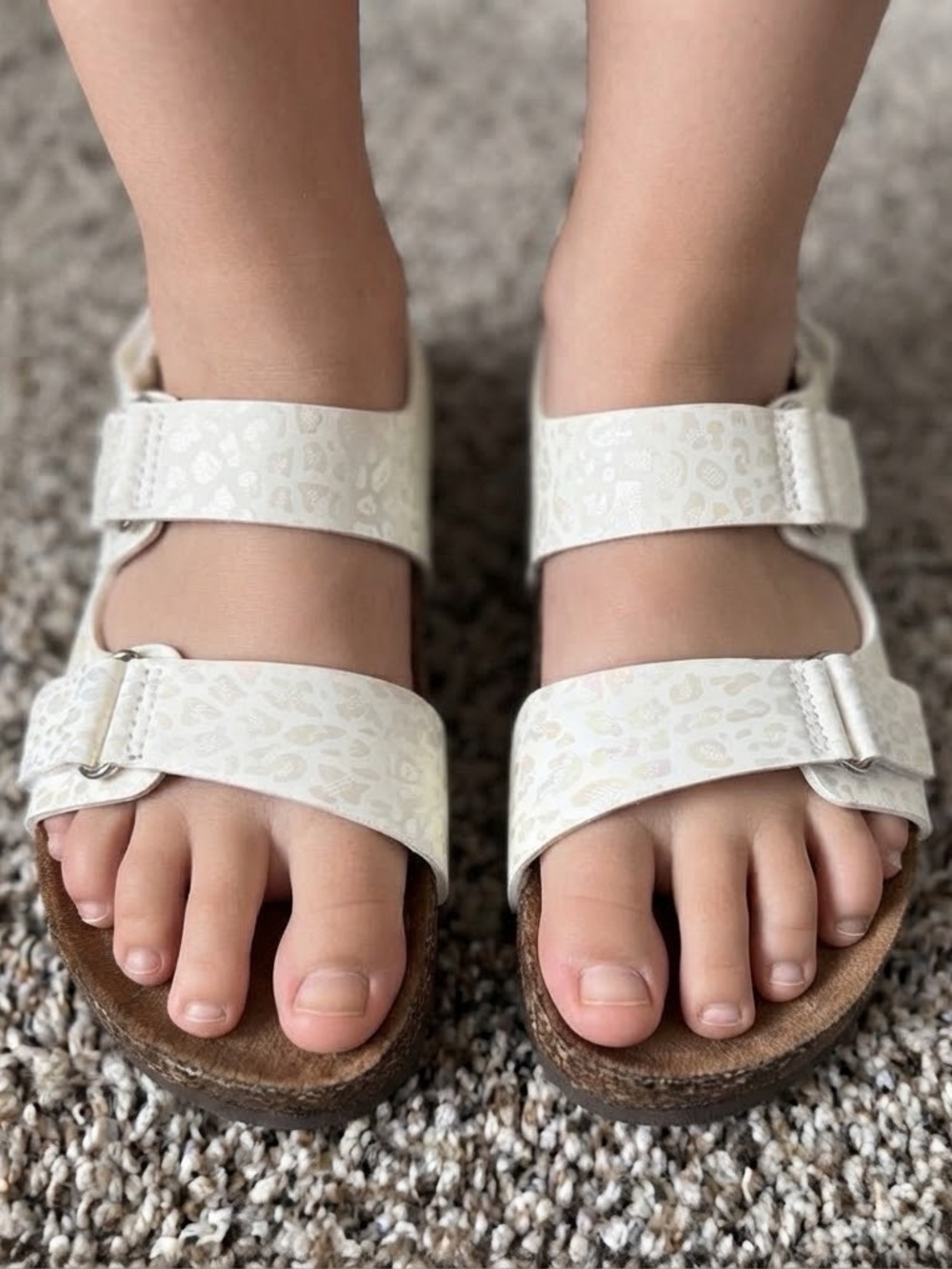 Wonder Nation Girls White Animal Print Cork Footbed Sandals Size 13 Shoes